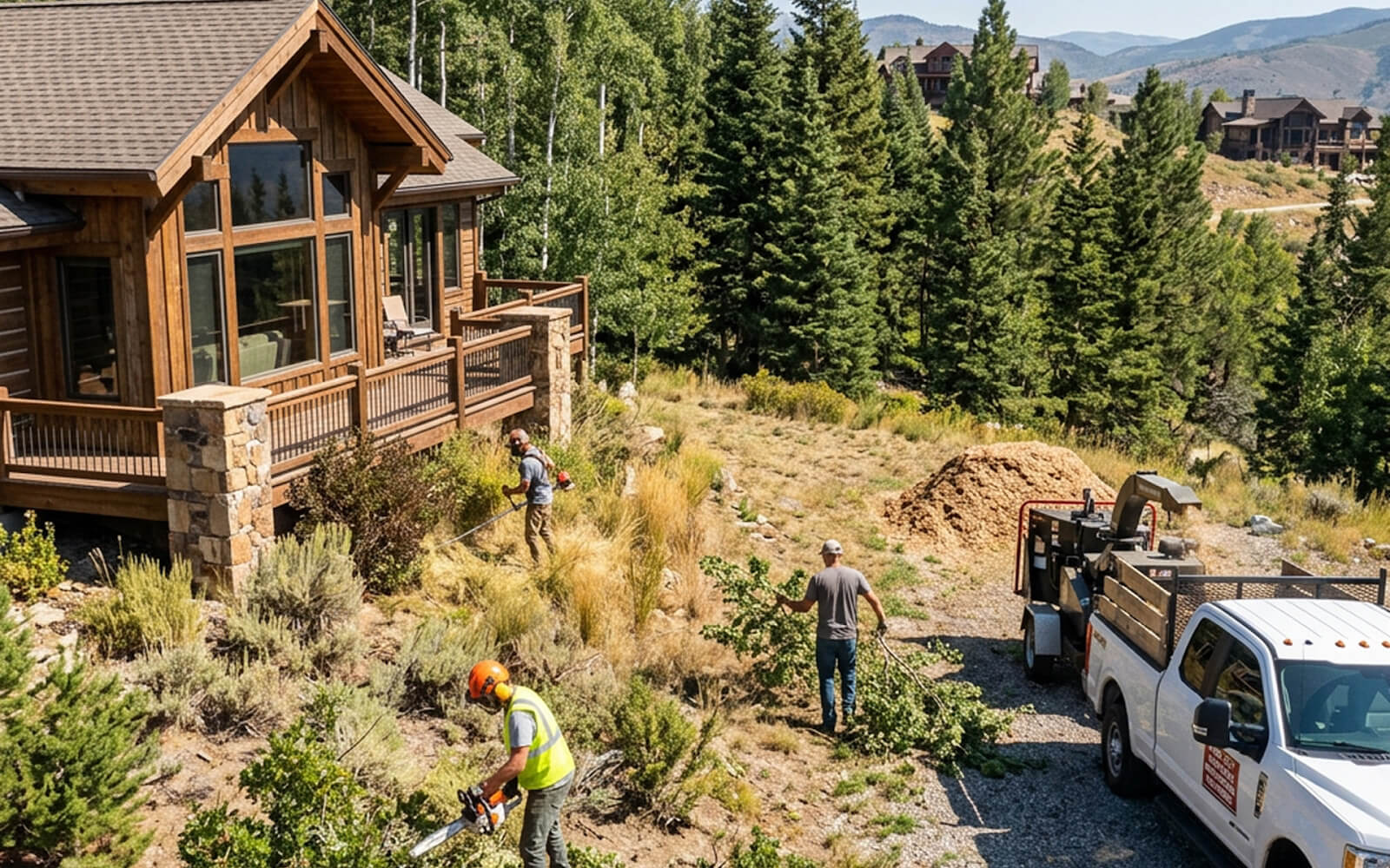 Utah Wasatch Front WUI slope — defensible space clearing for mountain homes under HB 48