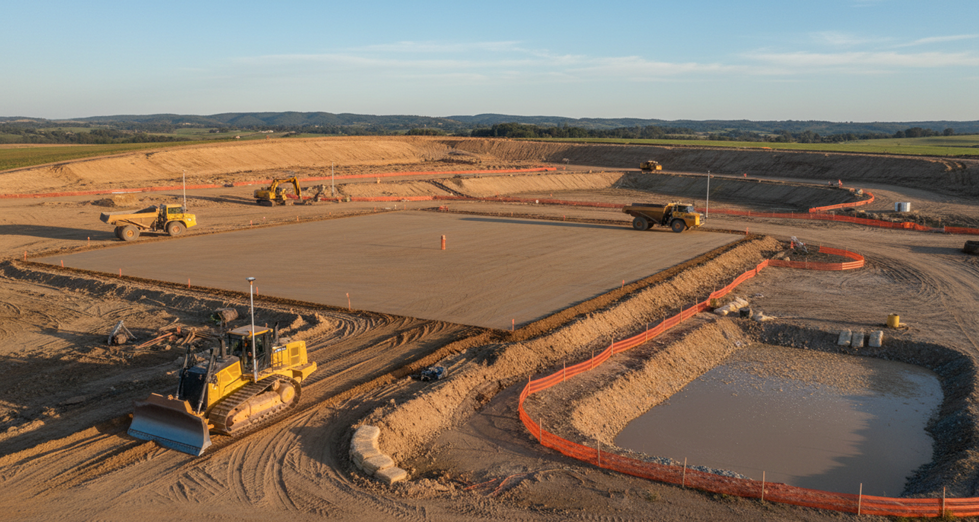 Site at mass grading milestone — RTK-verified pad surface