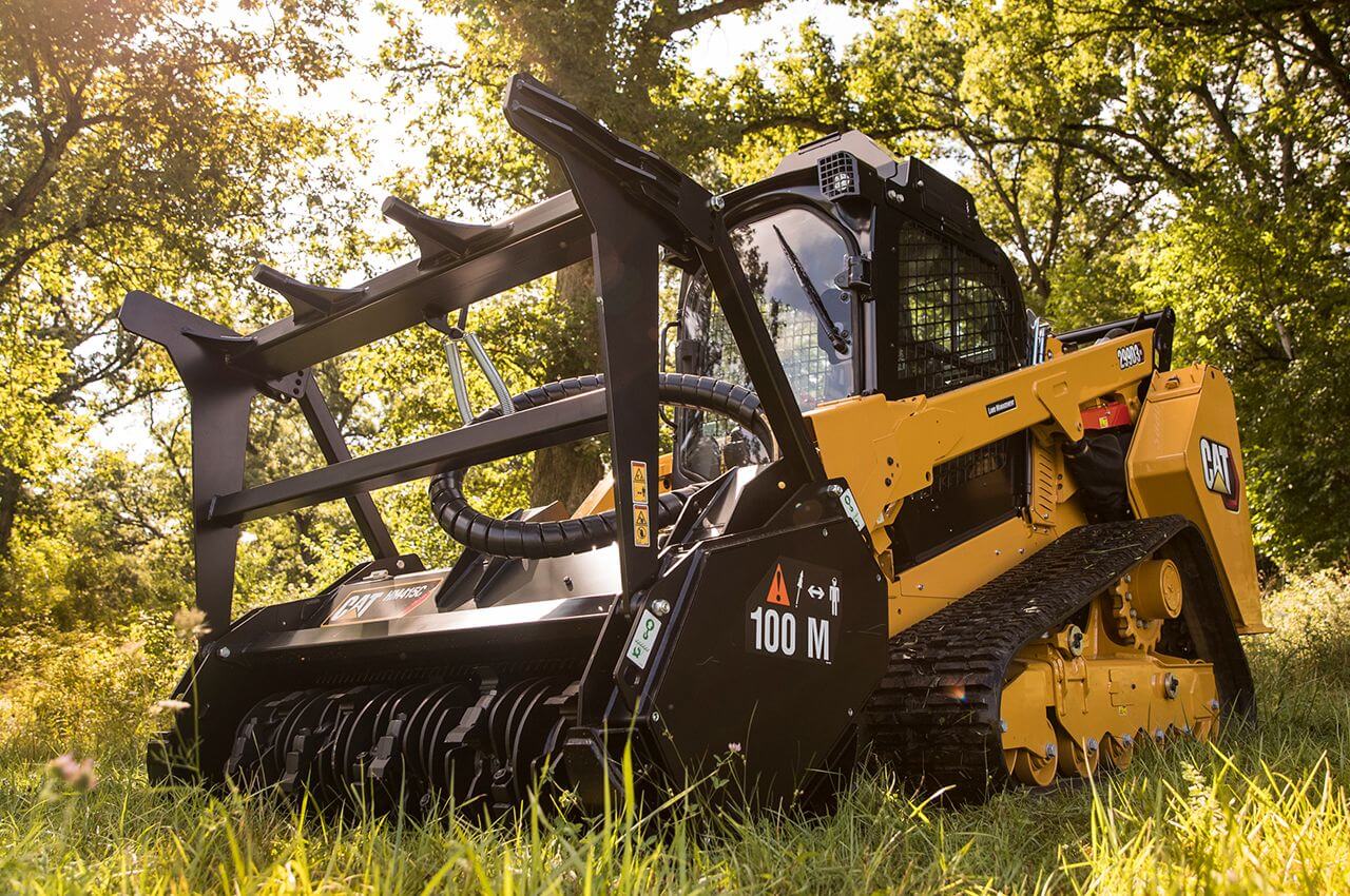 CAT 299D3 XE with FAE mulcher head, the heavy-equipment tier of the grant