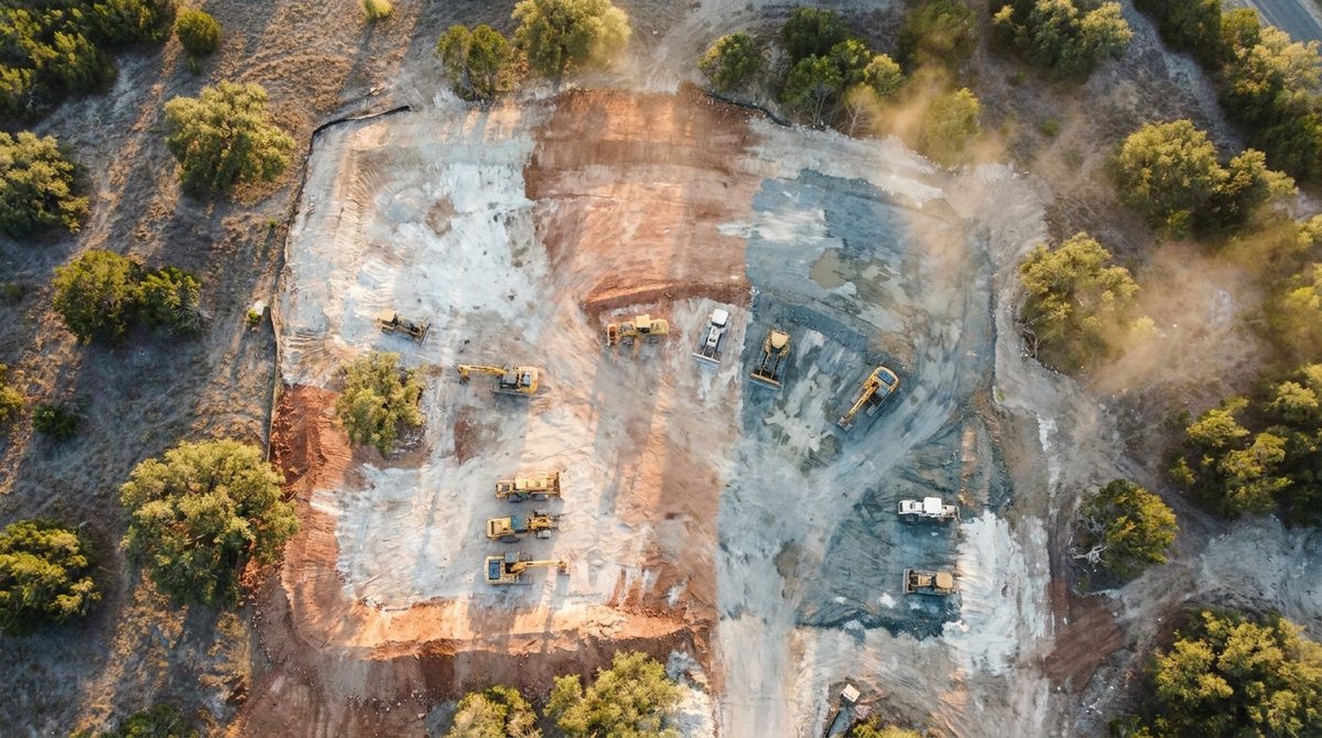 Pre-Grade Elevation Surface DroneDeploy terrain model of cleared lot Cut/fill analysis overlay — warm colors =