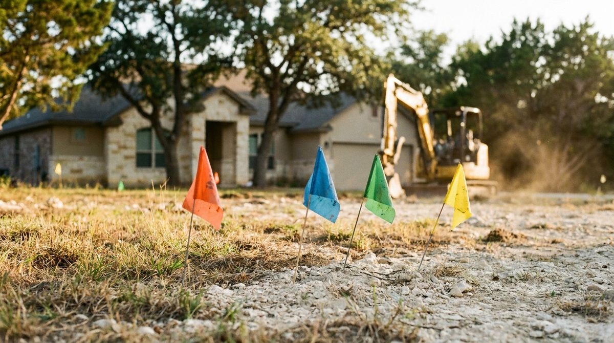 Utility Marking Flags in Ground