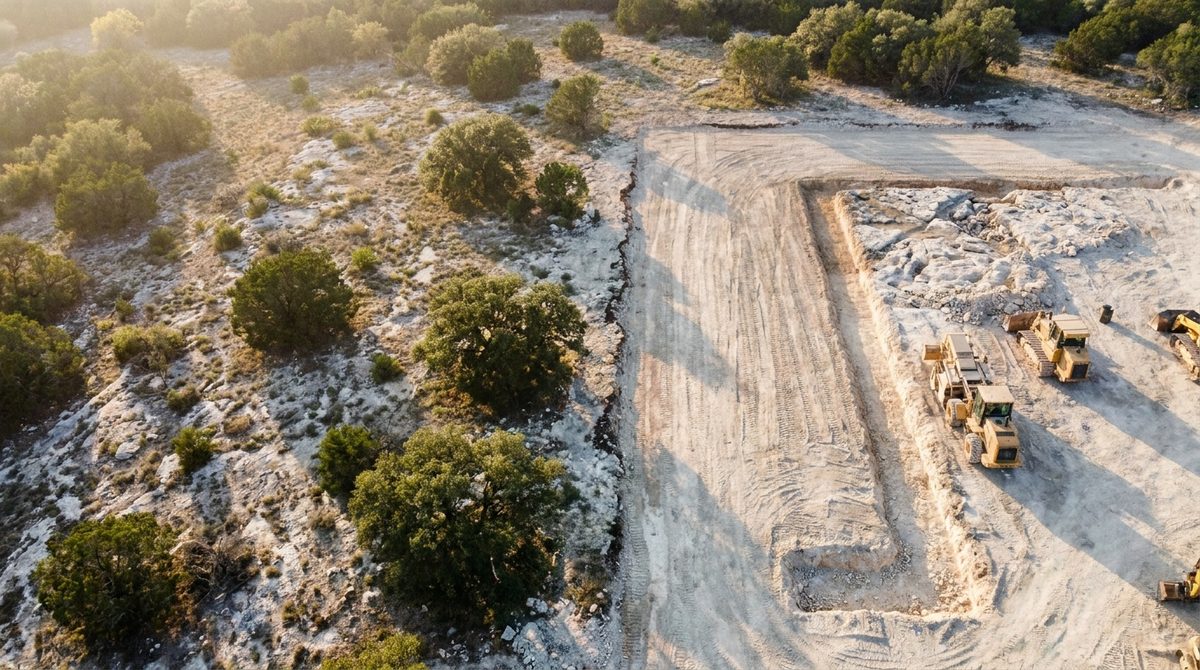 DroneDeploy Elevation Delta Before surface vs. current surface comparison Color scale showing 4–6" depth confirmation Milled