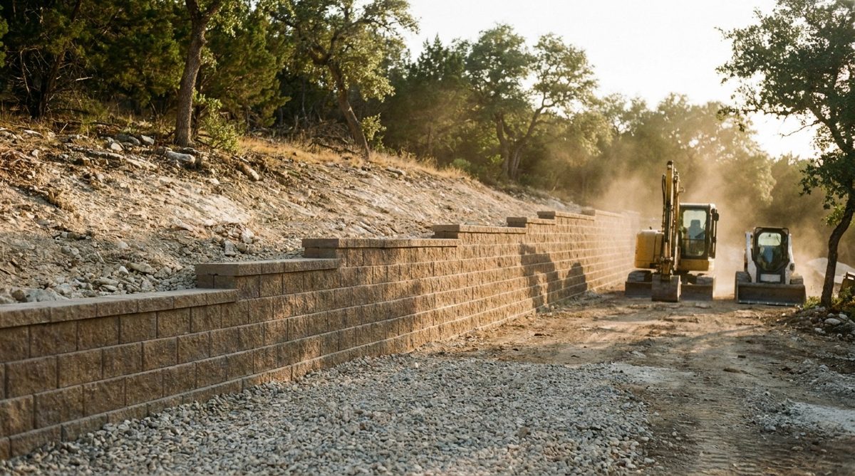 Finished segmental block retaining wall