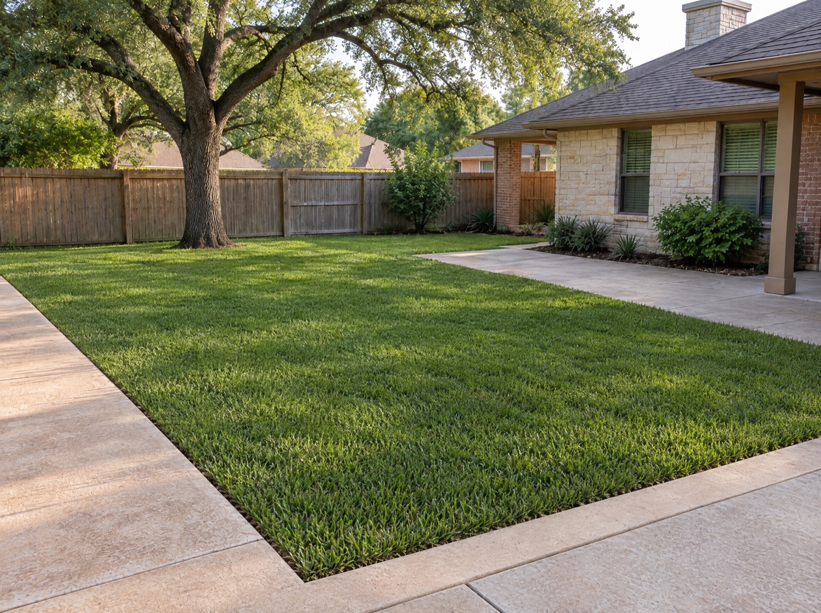 Lawn where the pool was, deck kept (illustration)